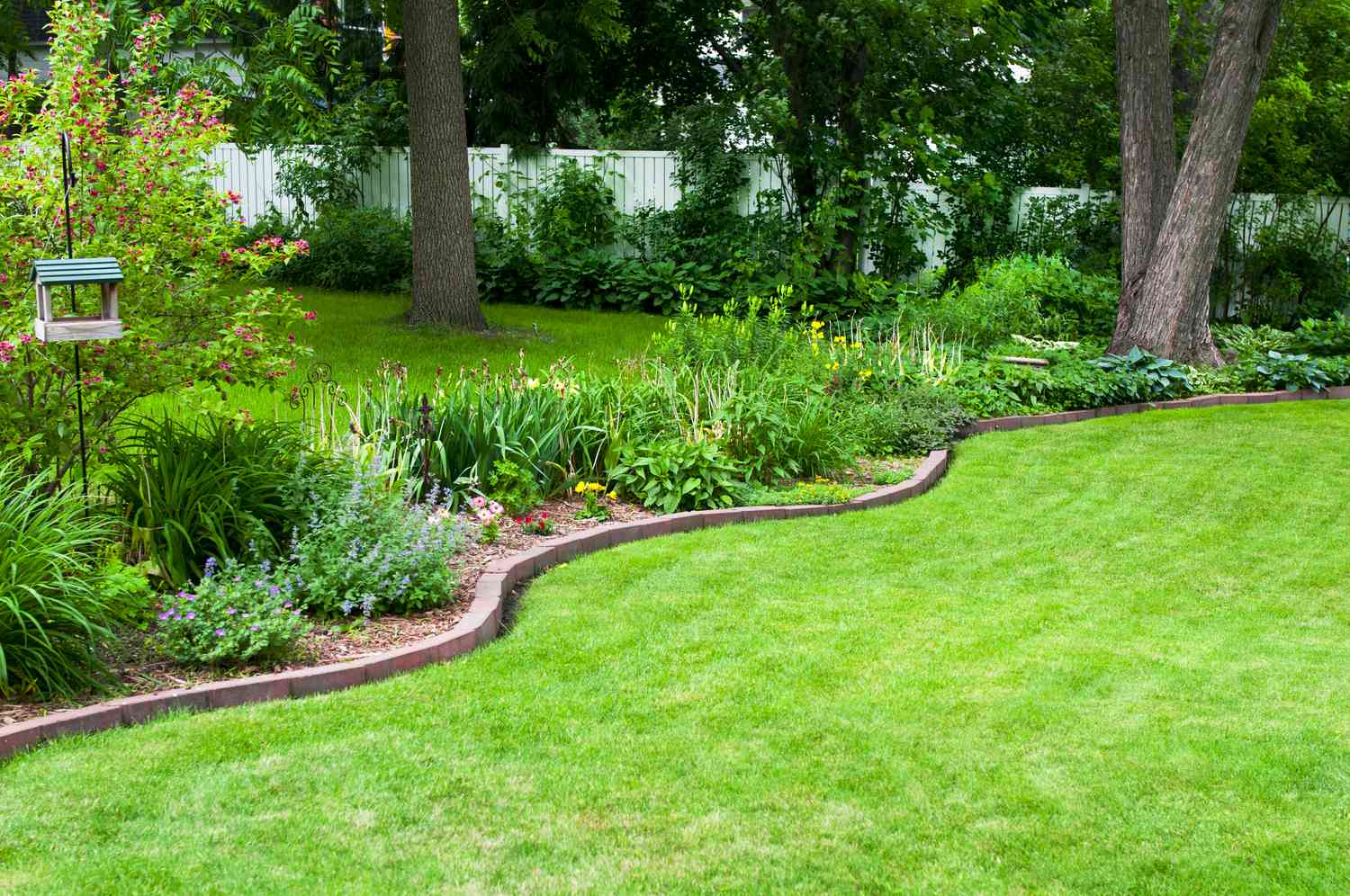 lawn with edging of brick