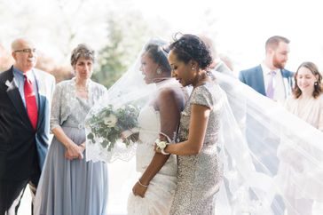 wedding processional bride mother walking together