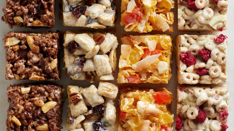 full grid of crispy rice cereal treats