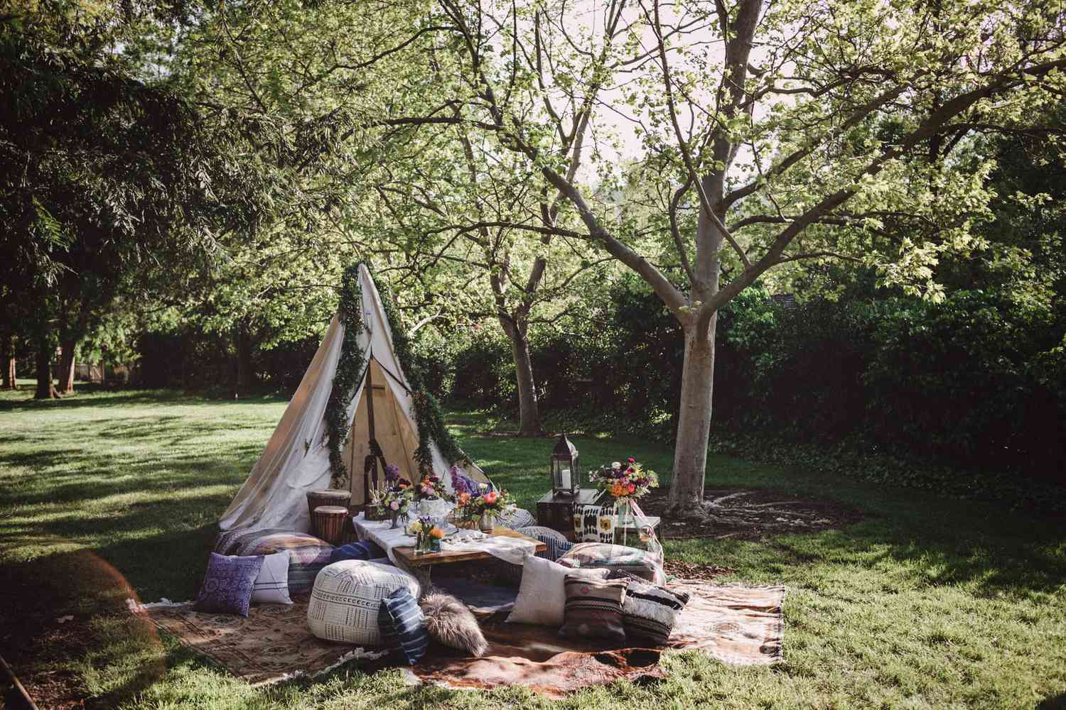 bridal shower teepee set up