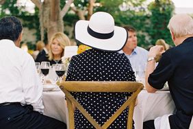 summer wedding guests polk dot black and white