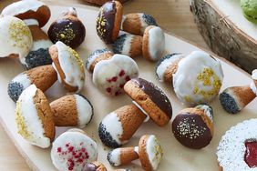 mushroom cookies on white platter