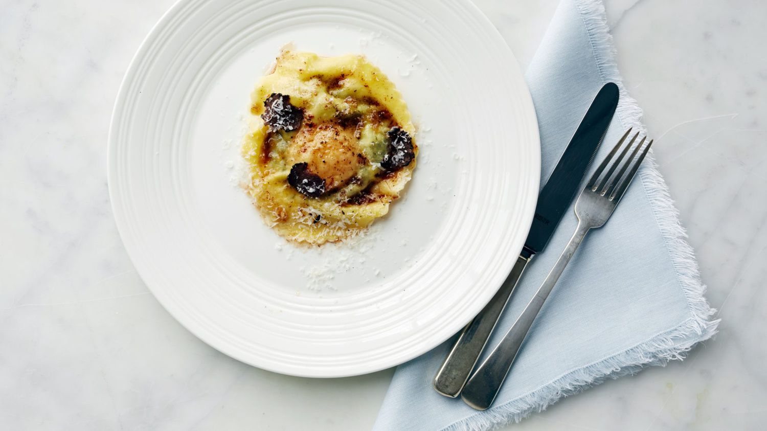 raviolo with egg yolk and black truffle recipe