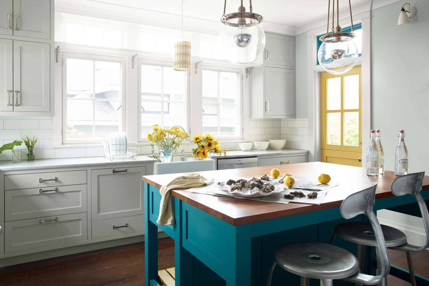 blue kitchen island
