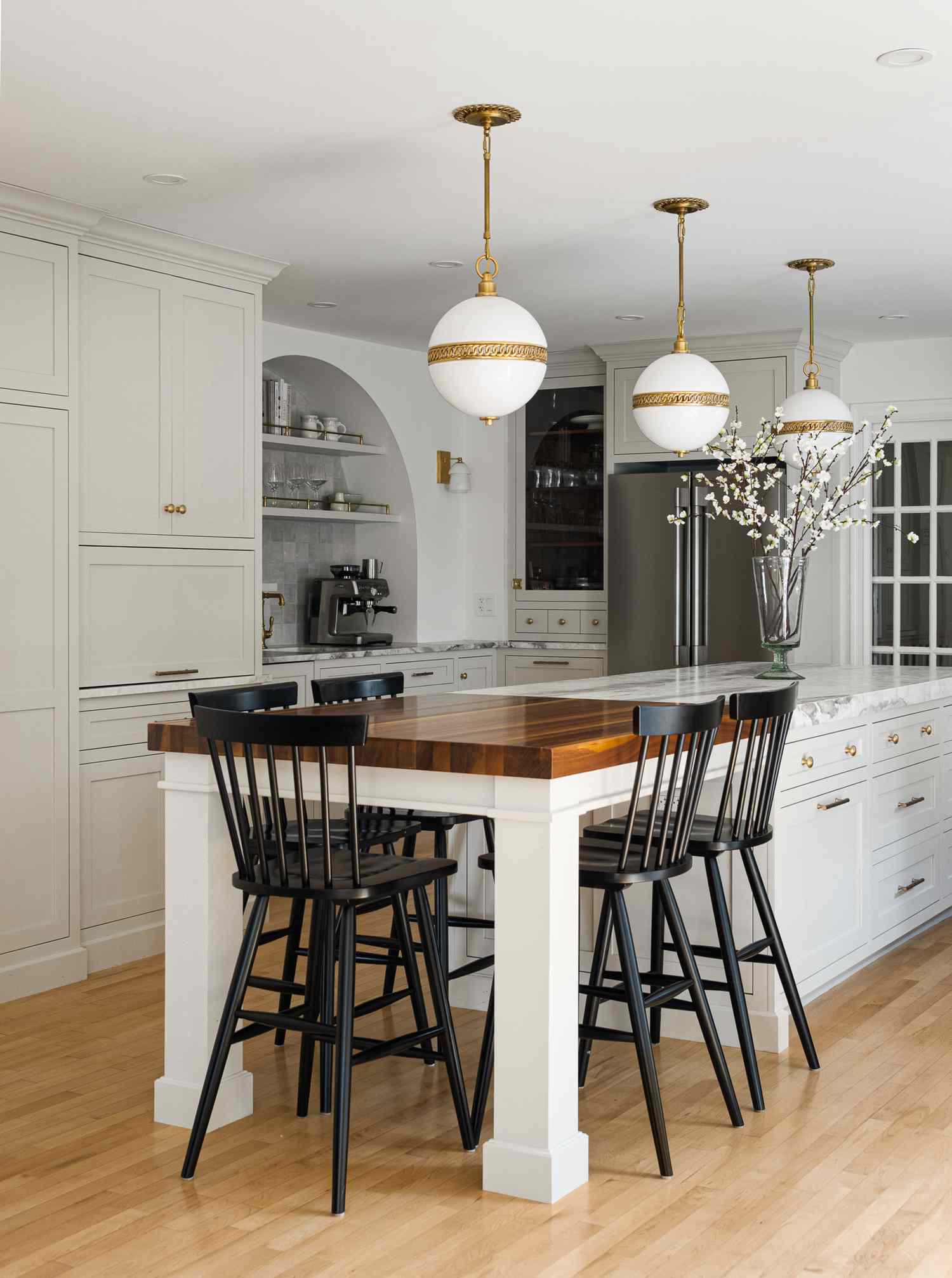 wood and marble island