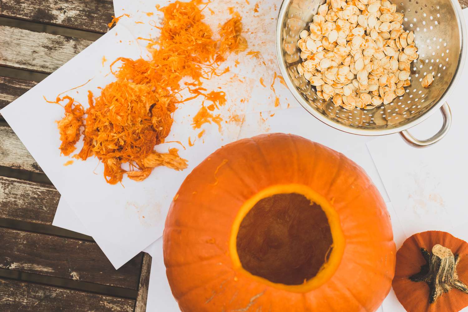 Pumpkin carving and removing seeds