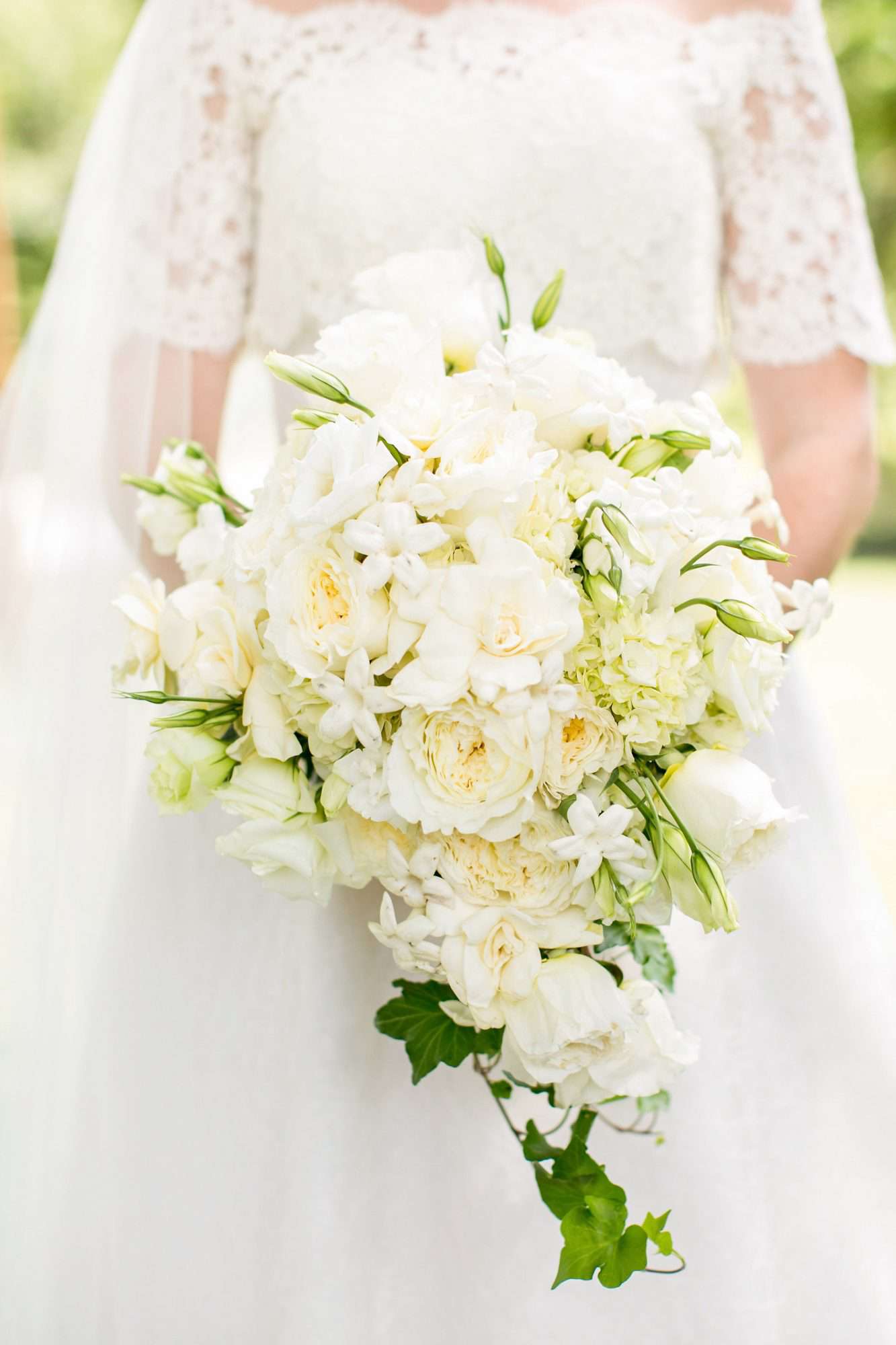 white cascading bouquet