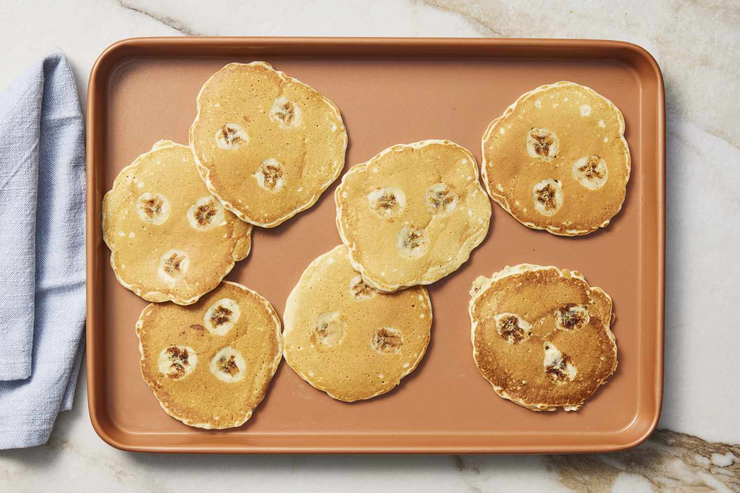 Pancakes on baking sheet