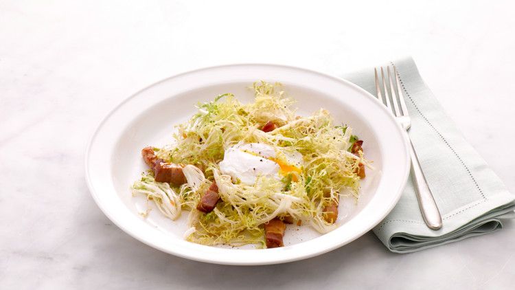 Frisee Salad with Lardons and Poached Eggs