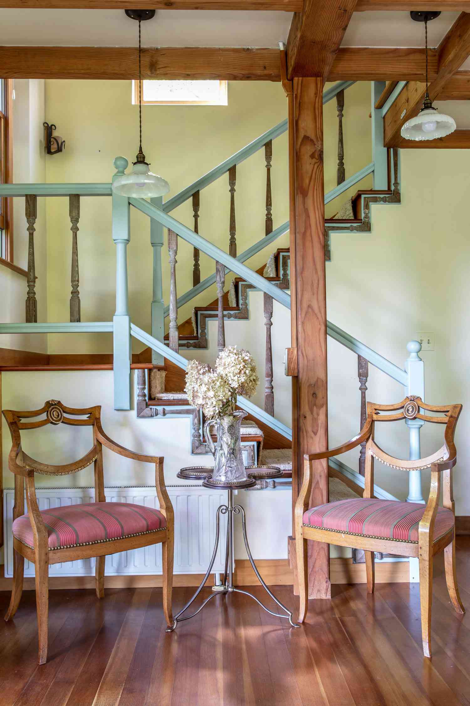 painted wood staircase railing