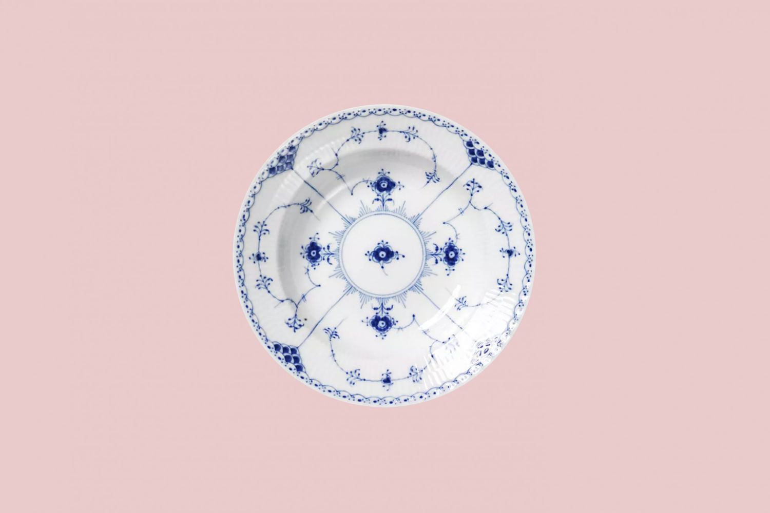 Royal Copenhagen Blue Fluted Half Lace Rimmed Soup Bowl