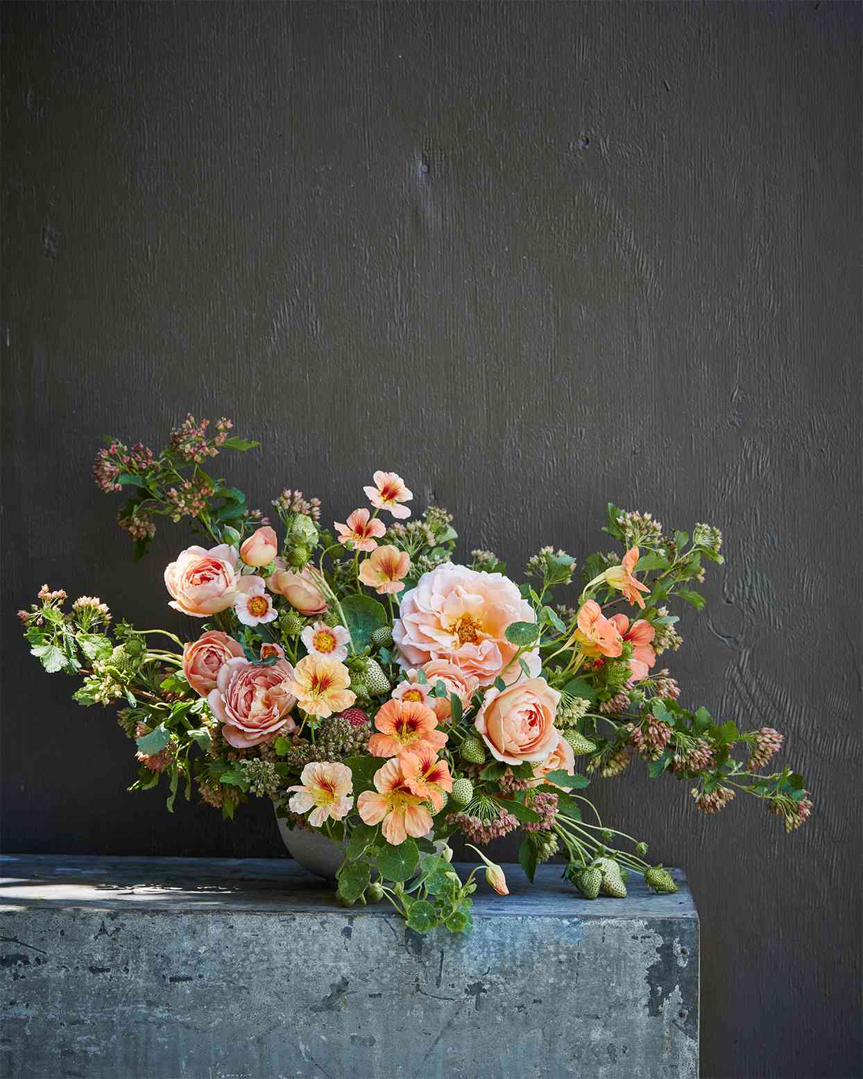 peach floral arrangement by max gill