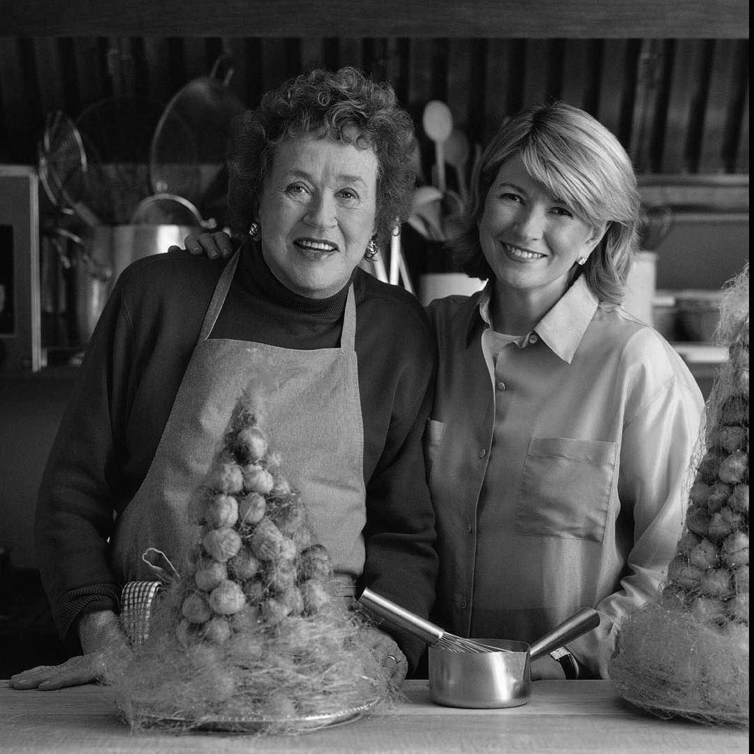 martha and julia child in kitchen