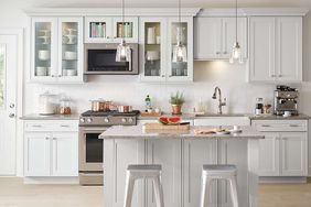 white modern kitchen with island