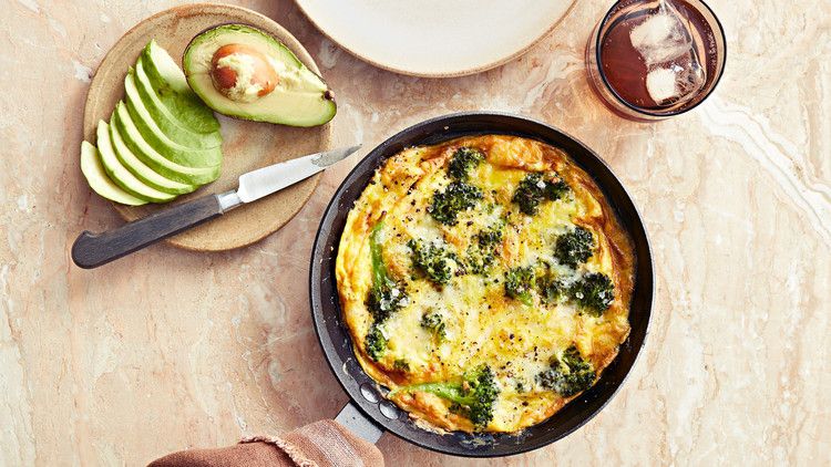 quick broccoli frittata served with avocado