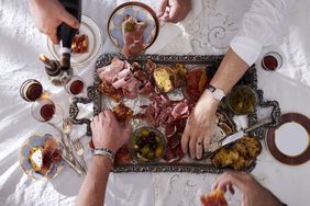 Mezze meats and breads platter