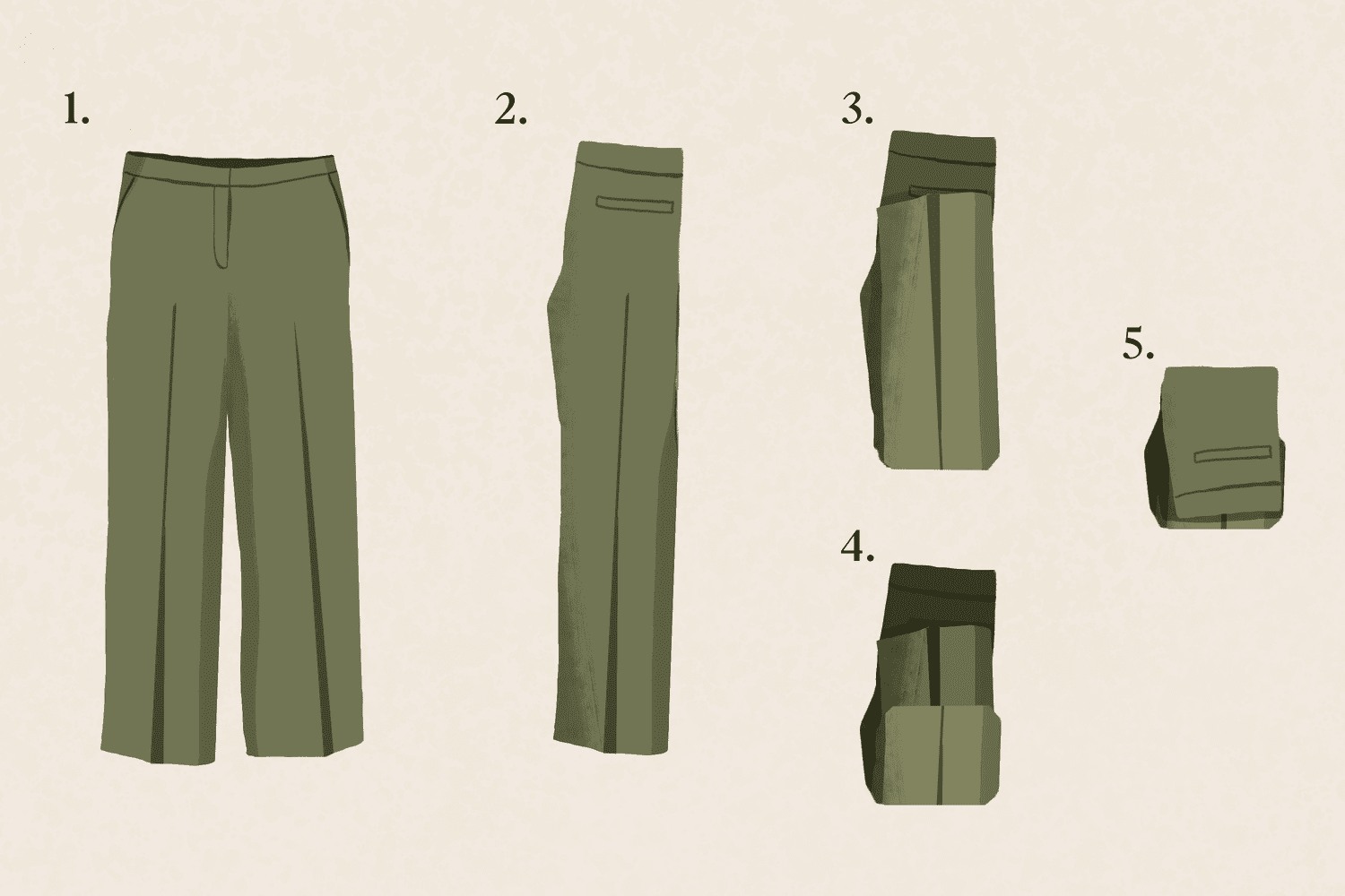 Illustration of slacks being folded