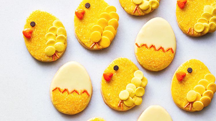 easter chick and egg cookies