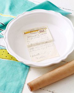 handwritten recipe on pie plate materials