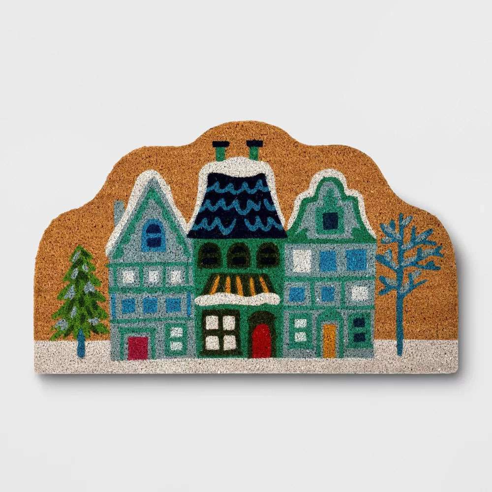 Winter village doormat