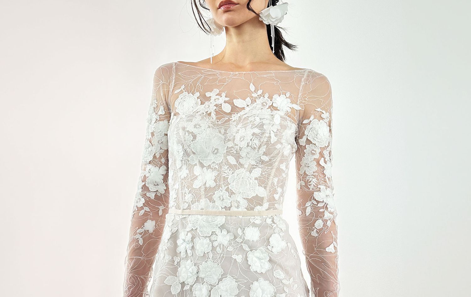 wedding dress with floral applique