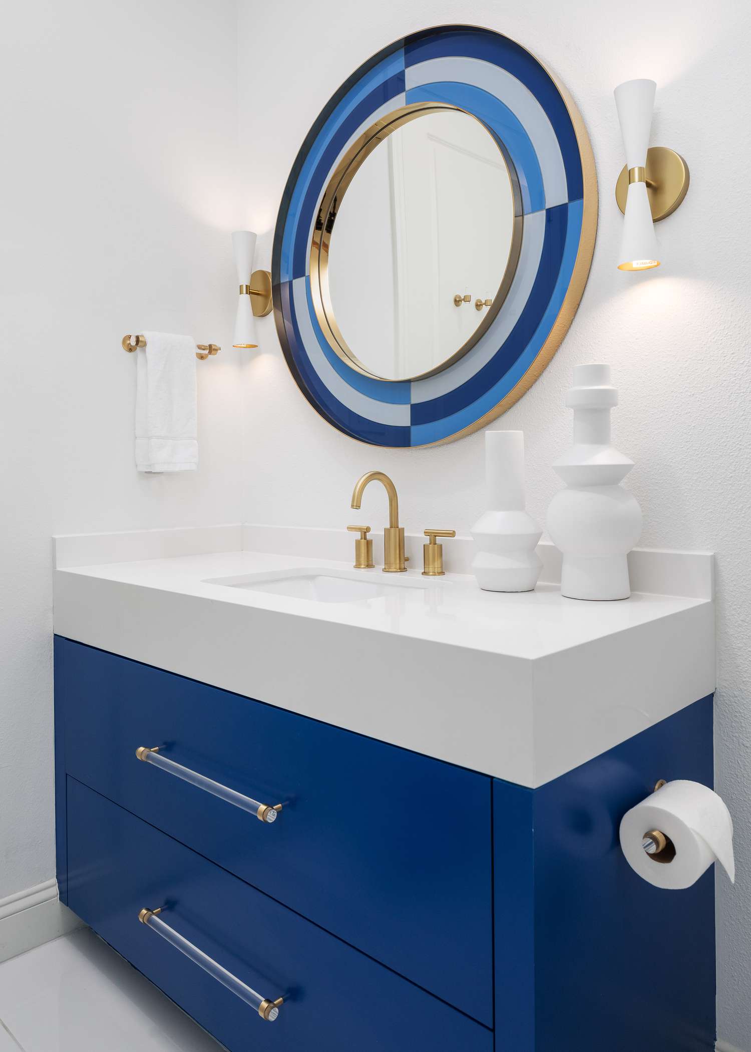 Retro Modern Blue Small Bathroom