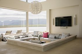 a sunken living room 