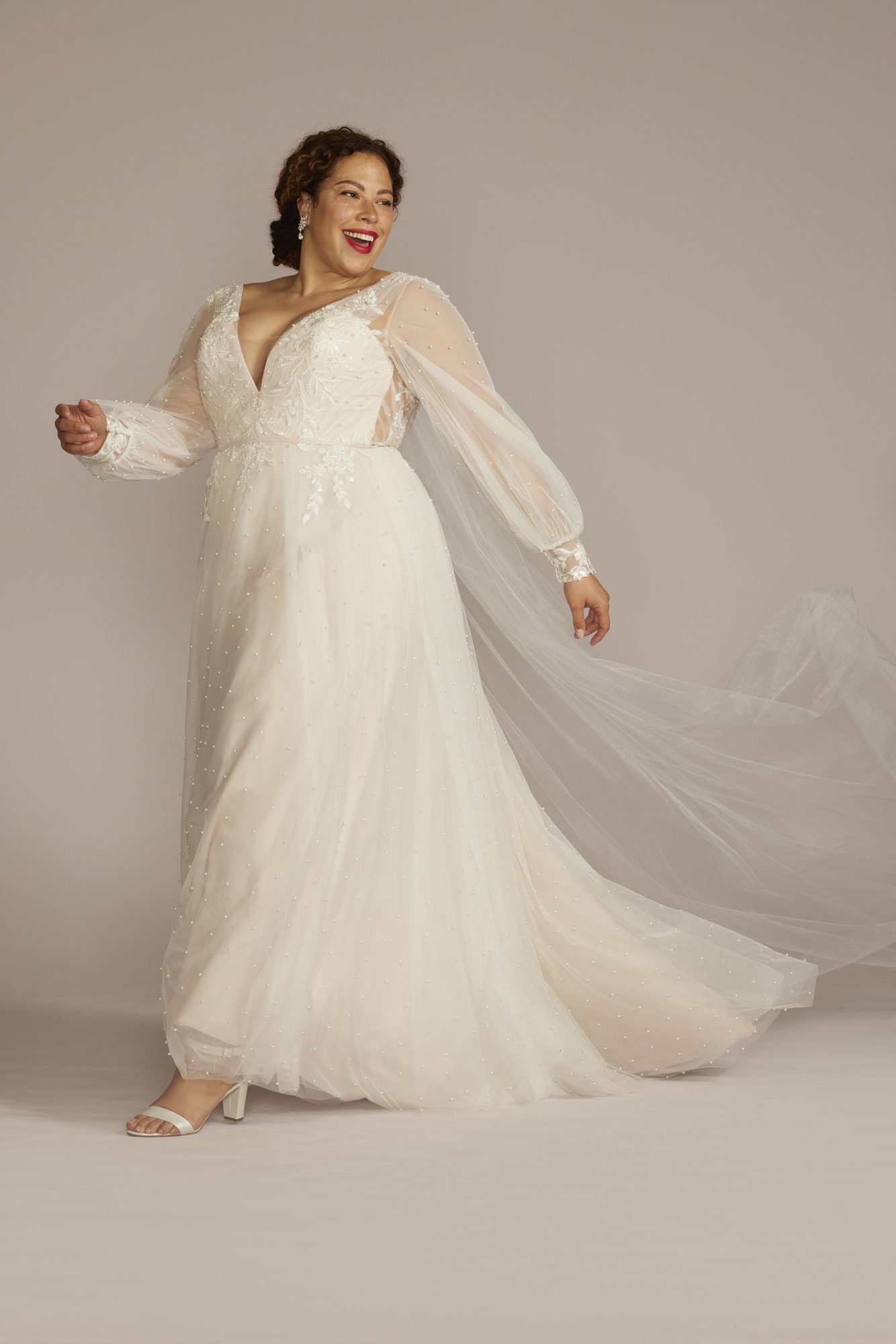 david's bridal long-sleeve wedding dress