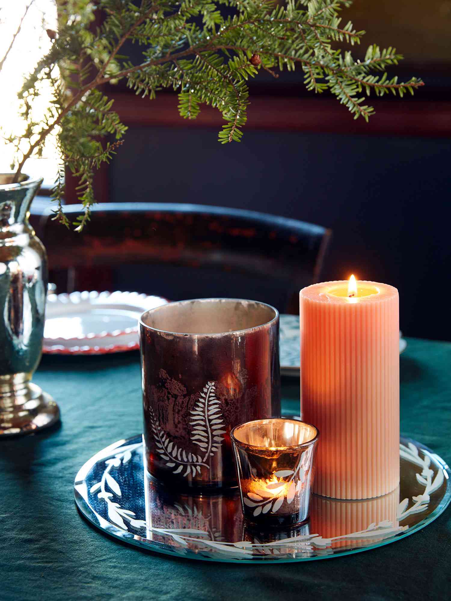 Thanksgiving fall centerpiece with candles
