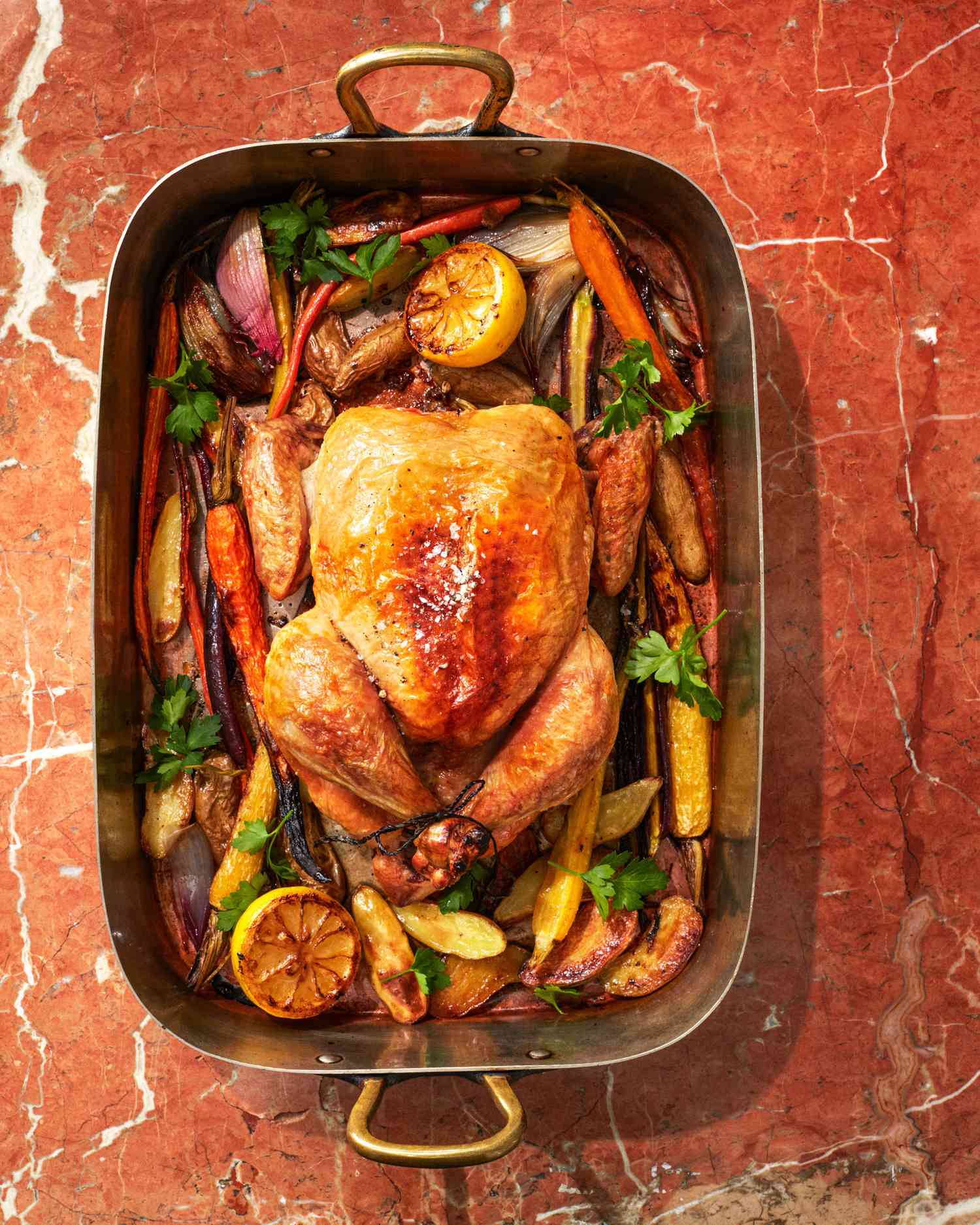 roast chicken with vegetables and potatoes