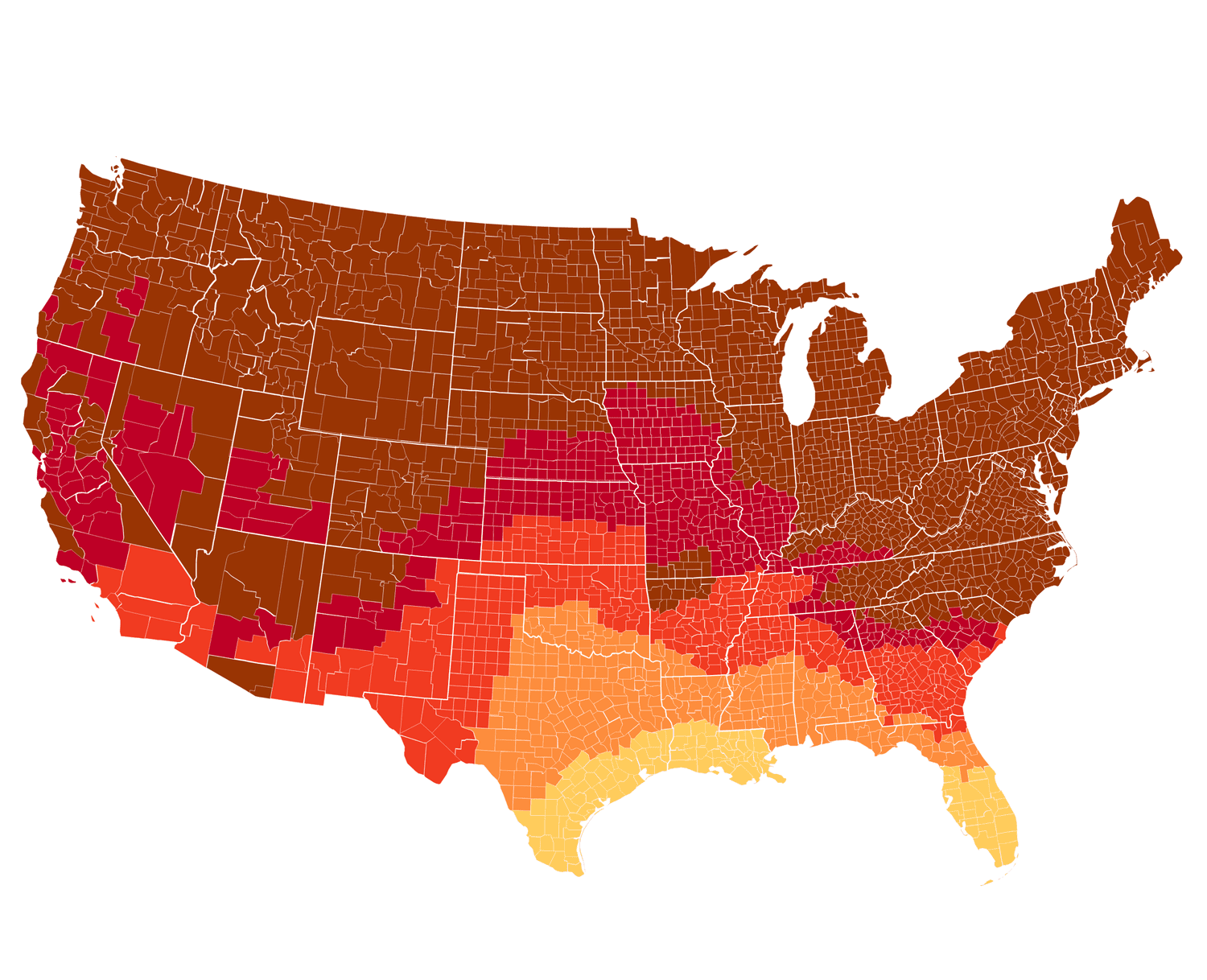 map of United States fall foliage peaks