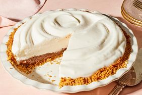 black bottom pie with meringue with slices removed
