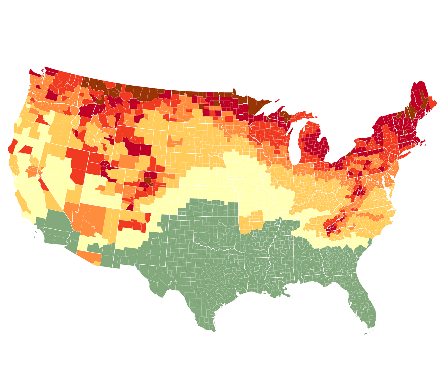 map of United States fall foliage peaks