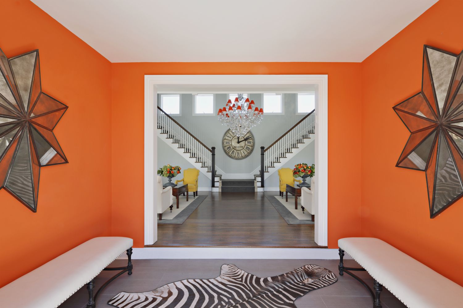 A bright orange entryway