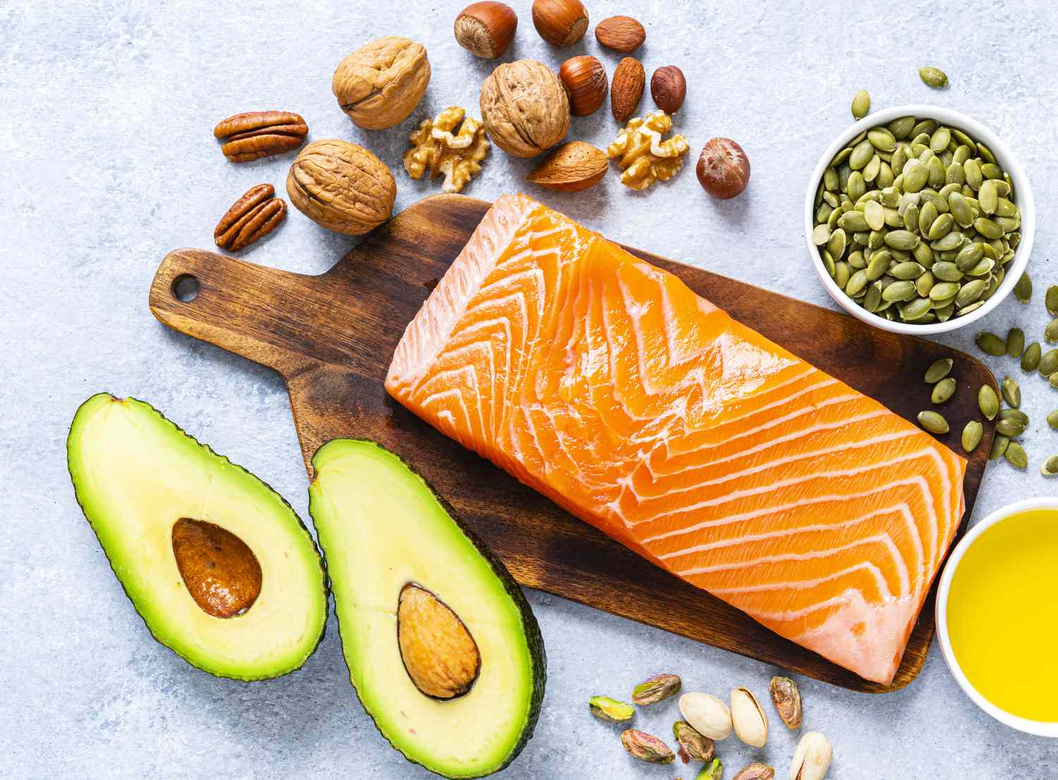 avocado, salmon, nuts and other superfoods