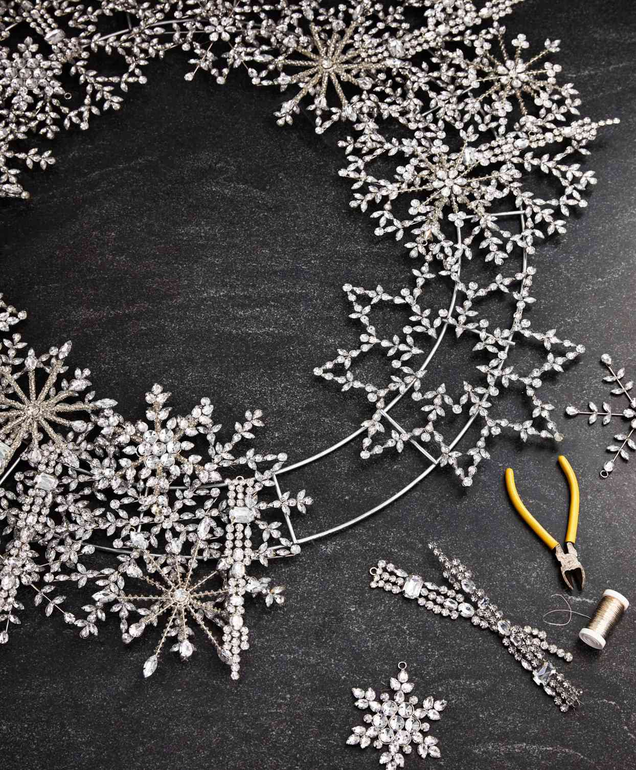 DIY wreath materials sparkle silver
