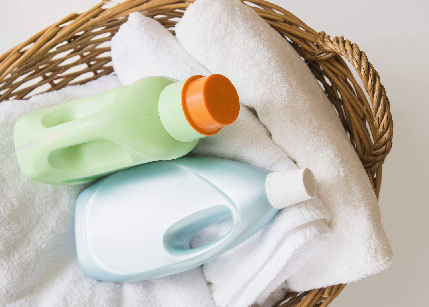 Clean towels in a wicker basket