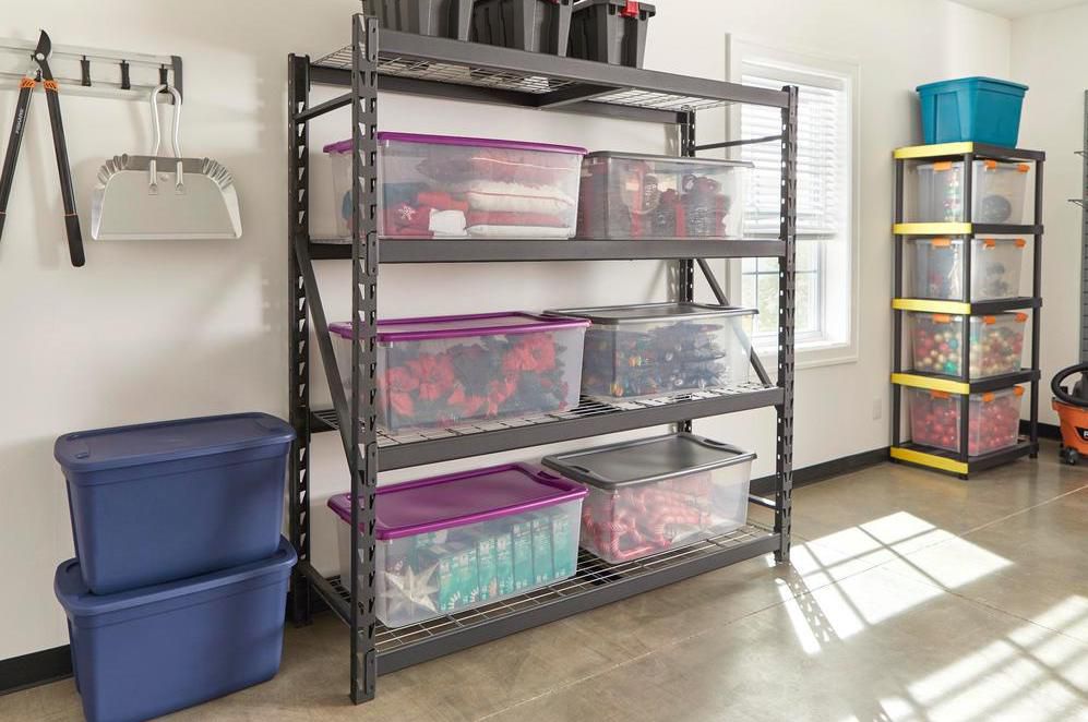storage boxes in a garage