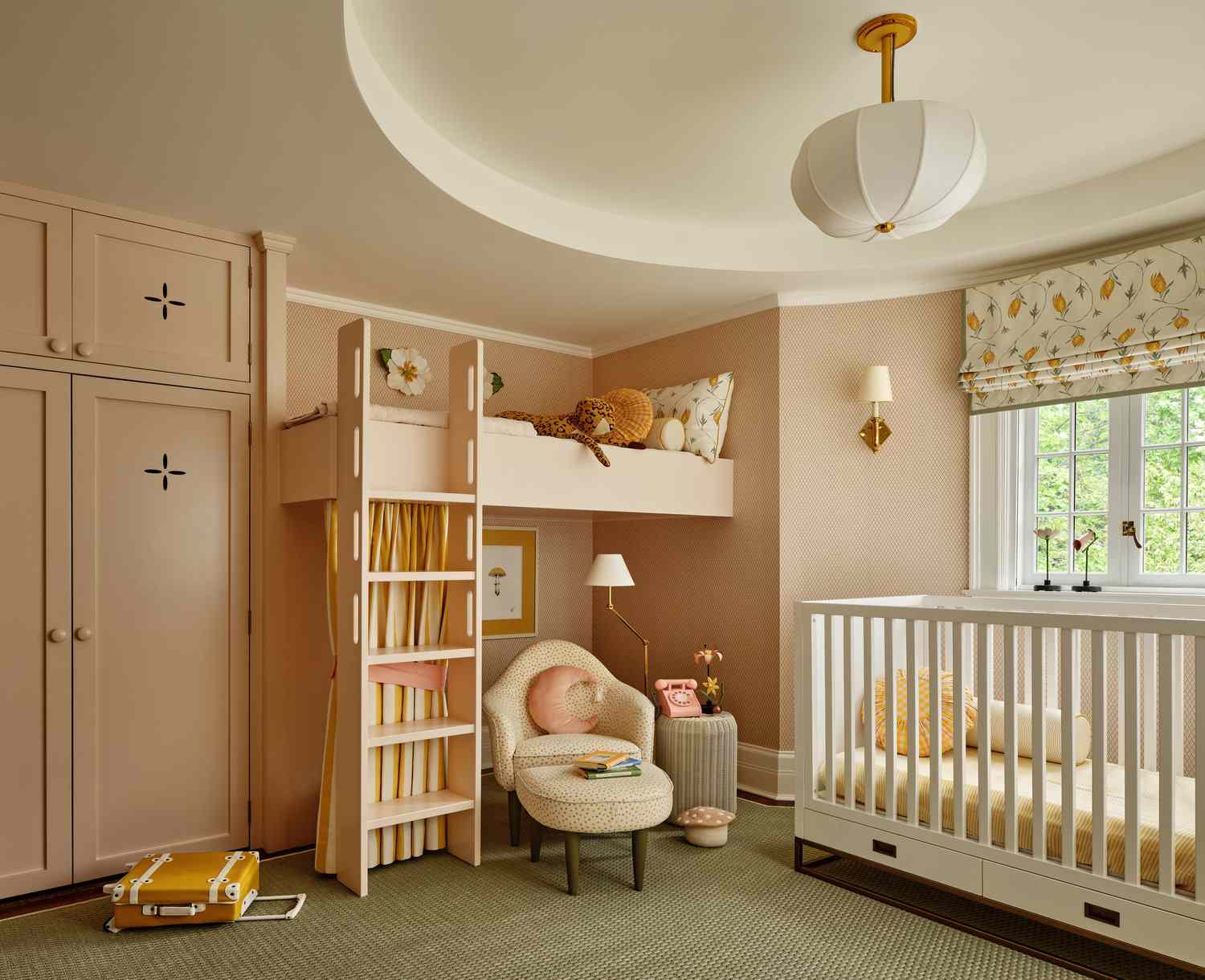 peach colored kid's room