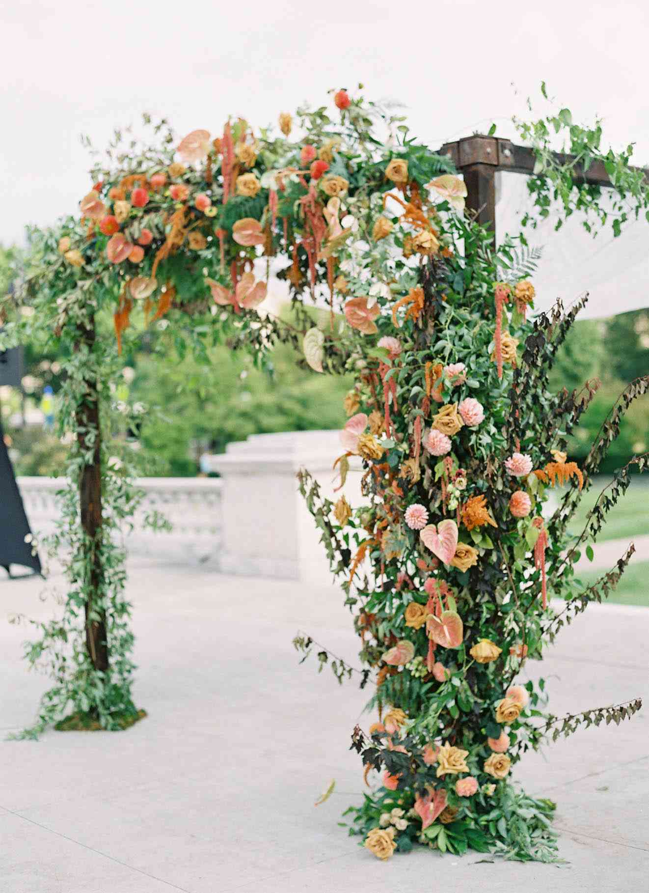 floral wedding altar
