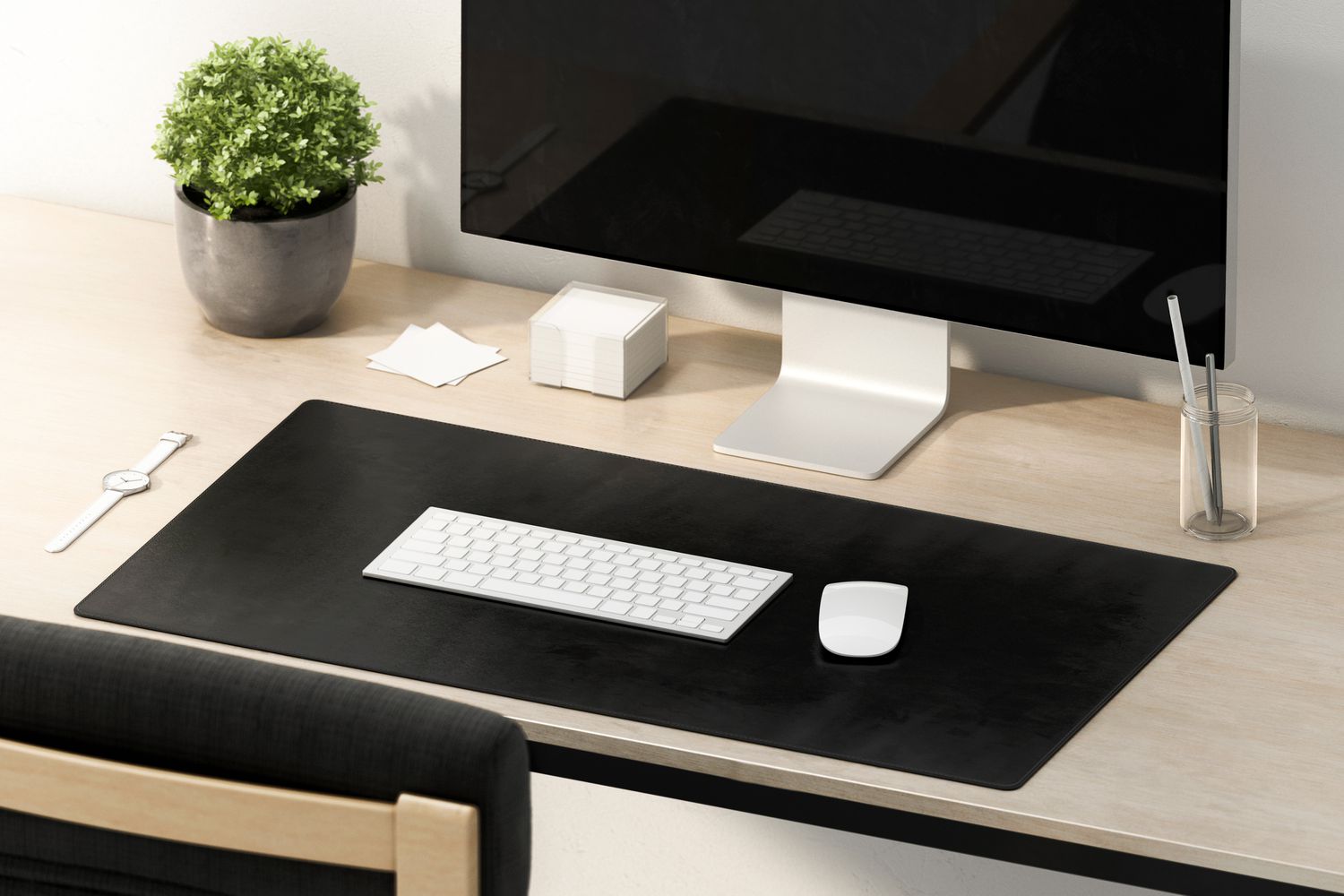 Desktop with mouse and keyboard