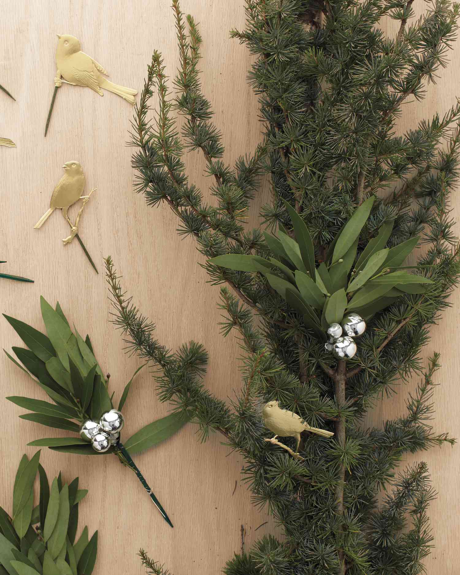 metallic garland with birds