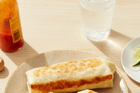 freezer burritos on tan plate
