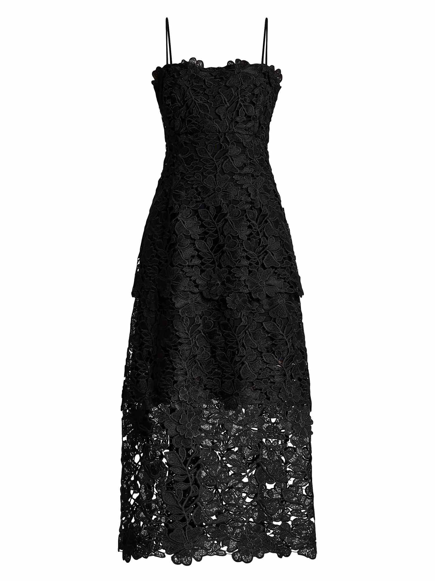 Zac Posen Tiered Guipure Lace Midi-Dress