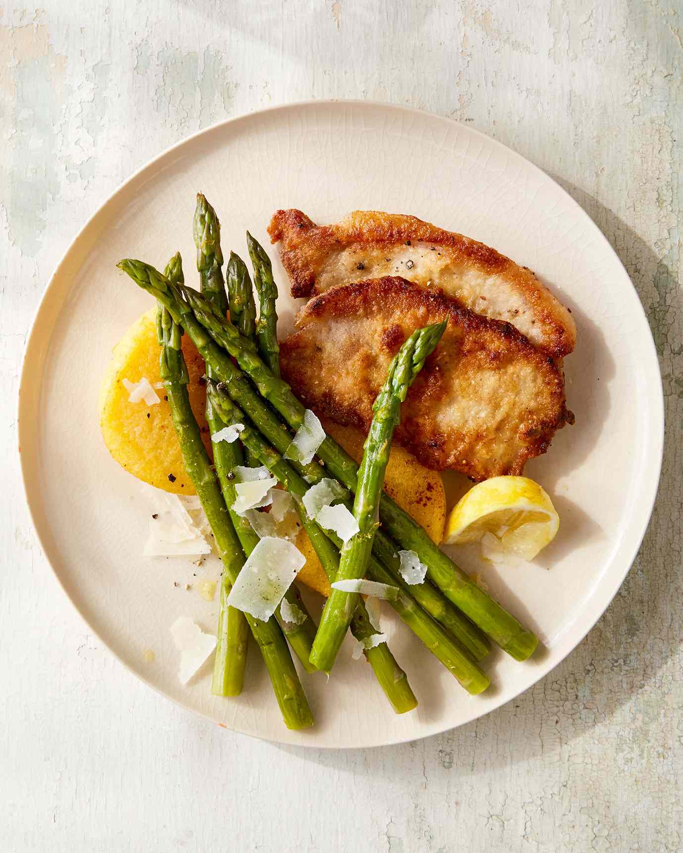 Parmesan Pork with Polenta and Asparagus