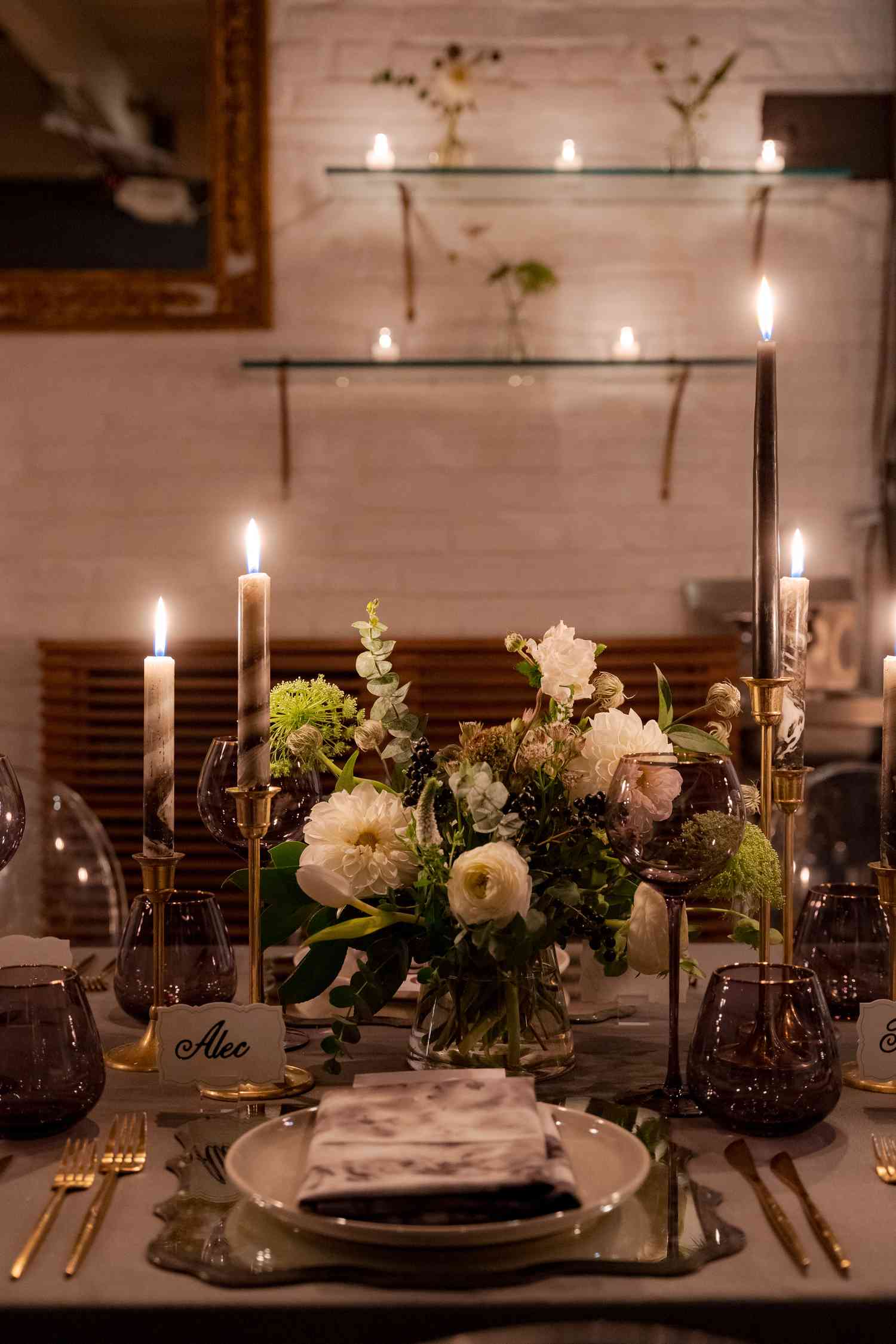 ivory and white christmas table setting