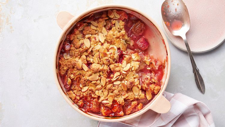 Rhubarb Apple Almond Cobbler