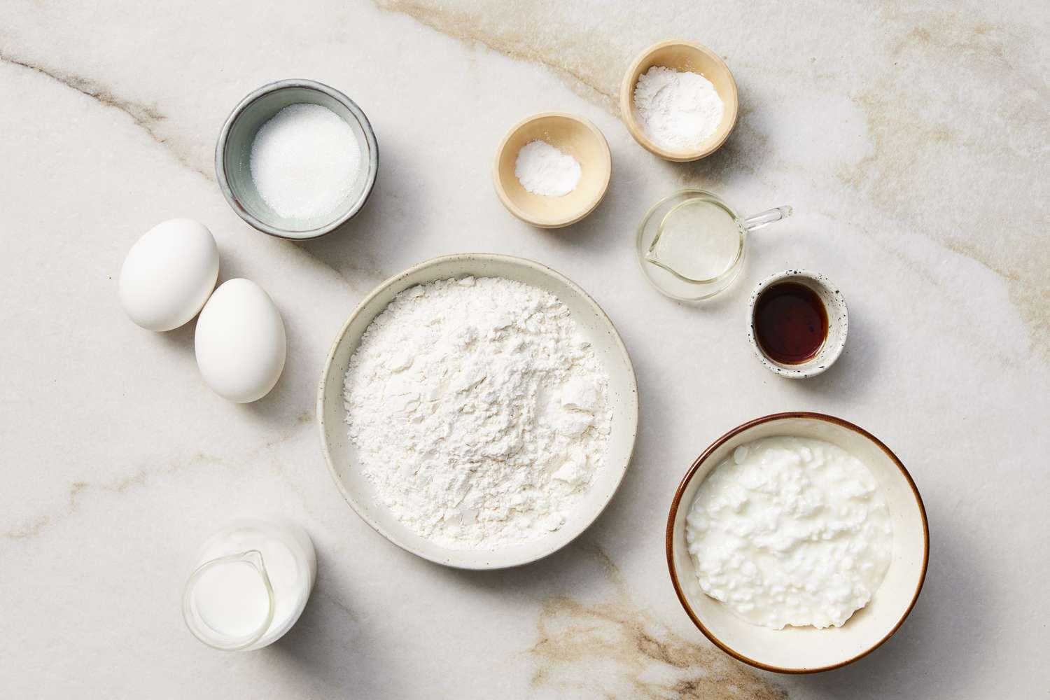 Ingredients for cottage cheese pancakes