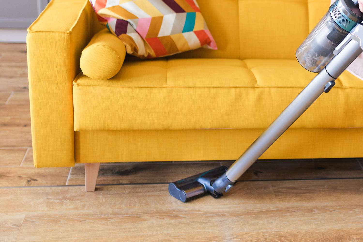 Vacuuming wood floor