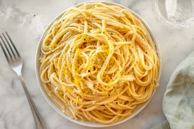 linguine with lemon cream sauce on a plate